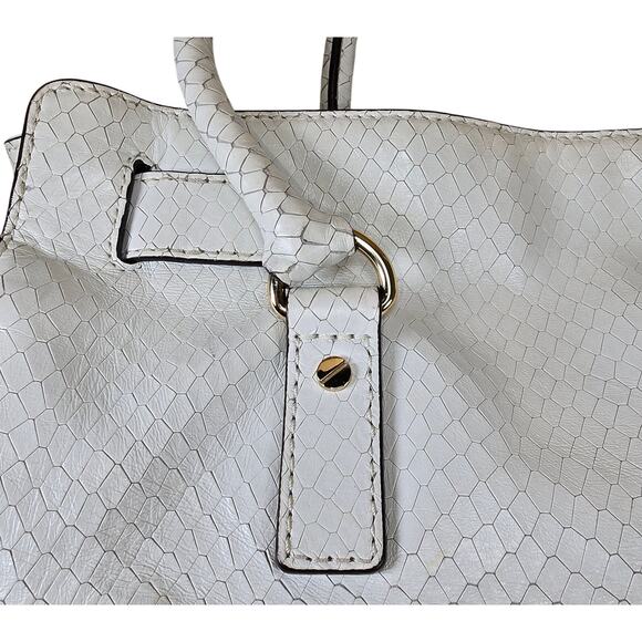 Rare White Michael Kors Snake Leather Python Hamilton Purse Satchel 35S5SHLT3N - Picture 4 of 12